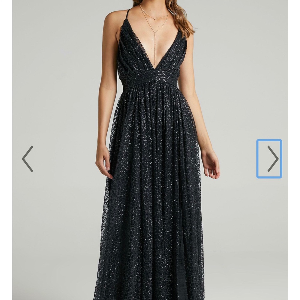 Showpo Lady Godiva Dress in Black Glitter Tulle Size 4